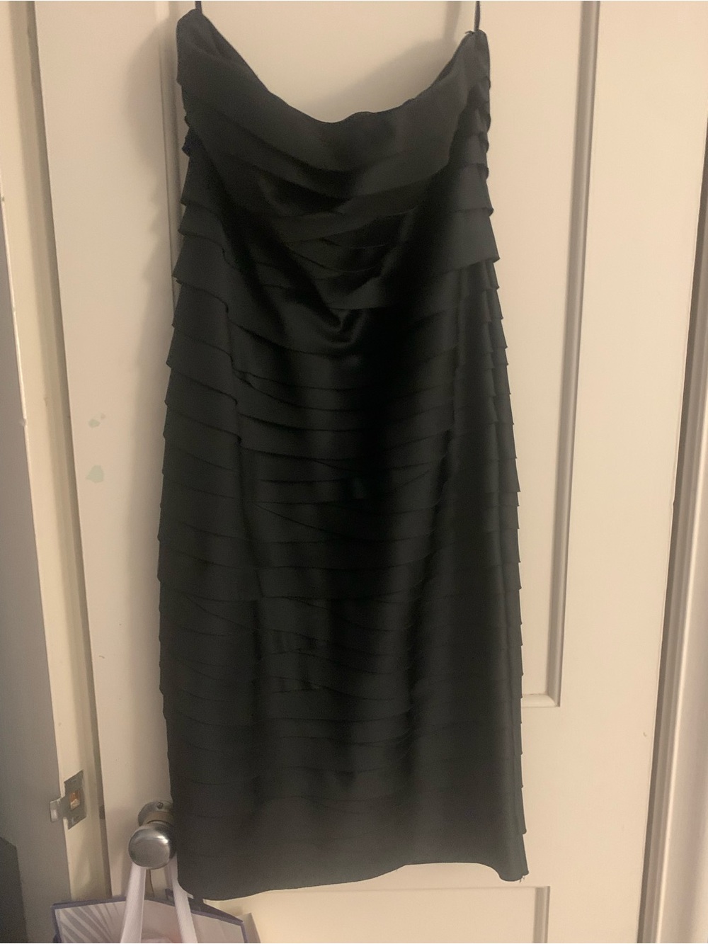 White House Black Market Black Strapless Tiered Cocktail Dress
